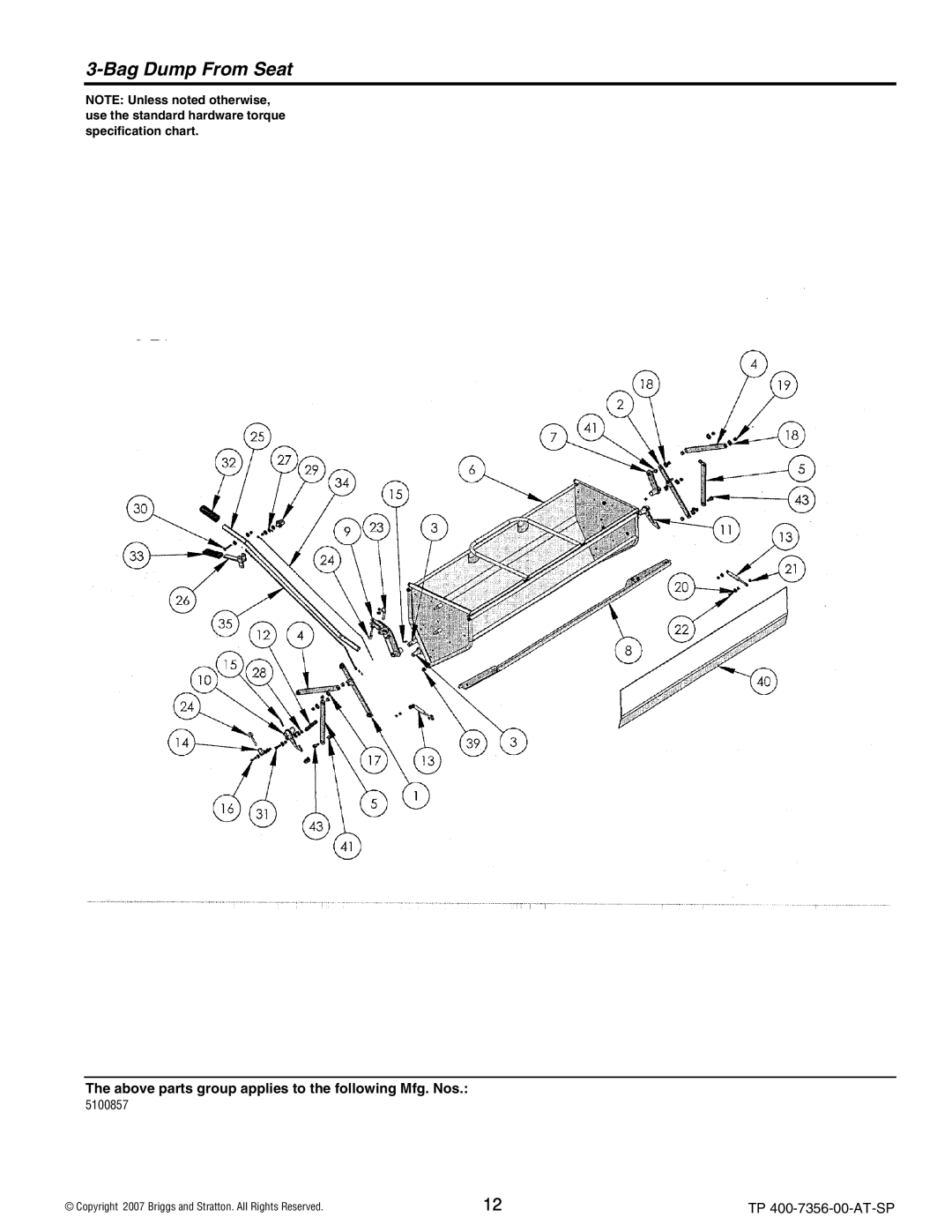 Snapper 5600148 manual Bag Dump From Seat 