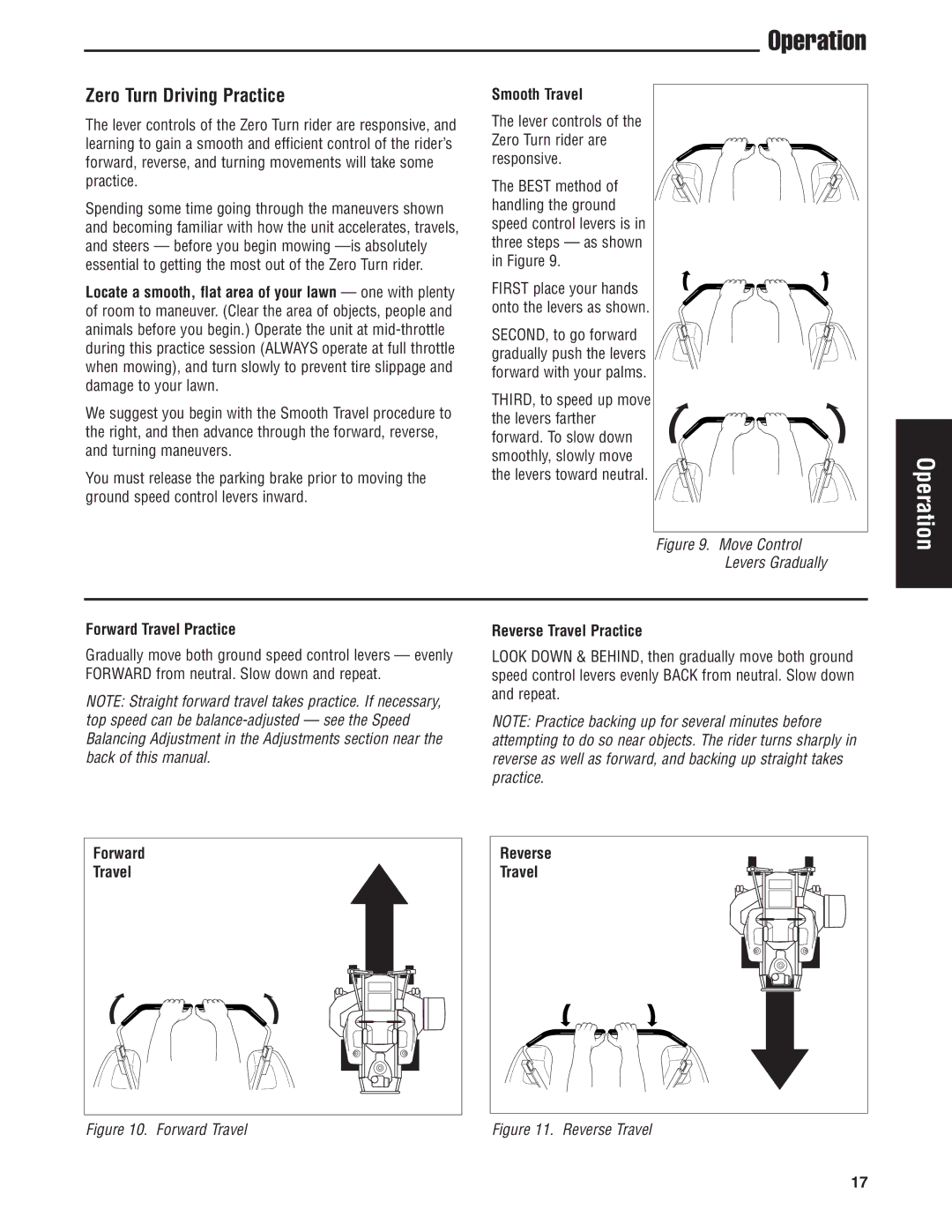 Snapper 5900683, 5900709, 5900734 manual Zero Turn Driving Practice, Forward Travel Practice, Forward Reverse Travel 