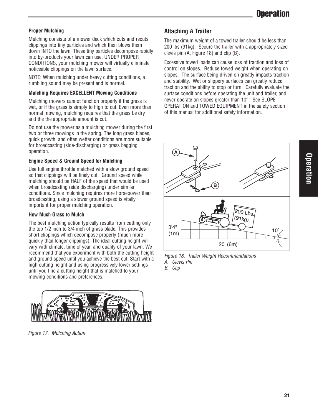 Snapper 5900683, 5900709, 5900734 Attaching a Trailer, Proper Mulching, Mulching Requires Excellent Mowing Conditions 