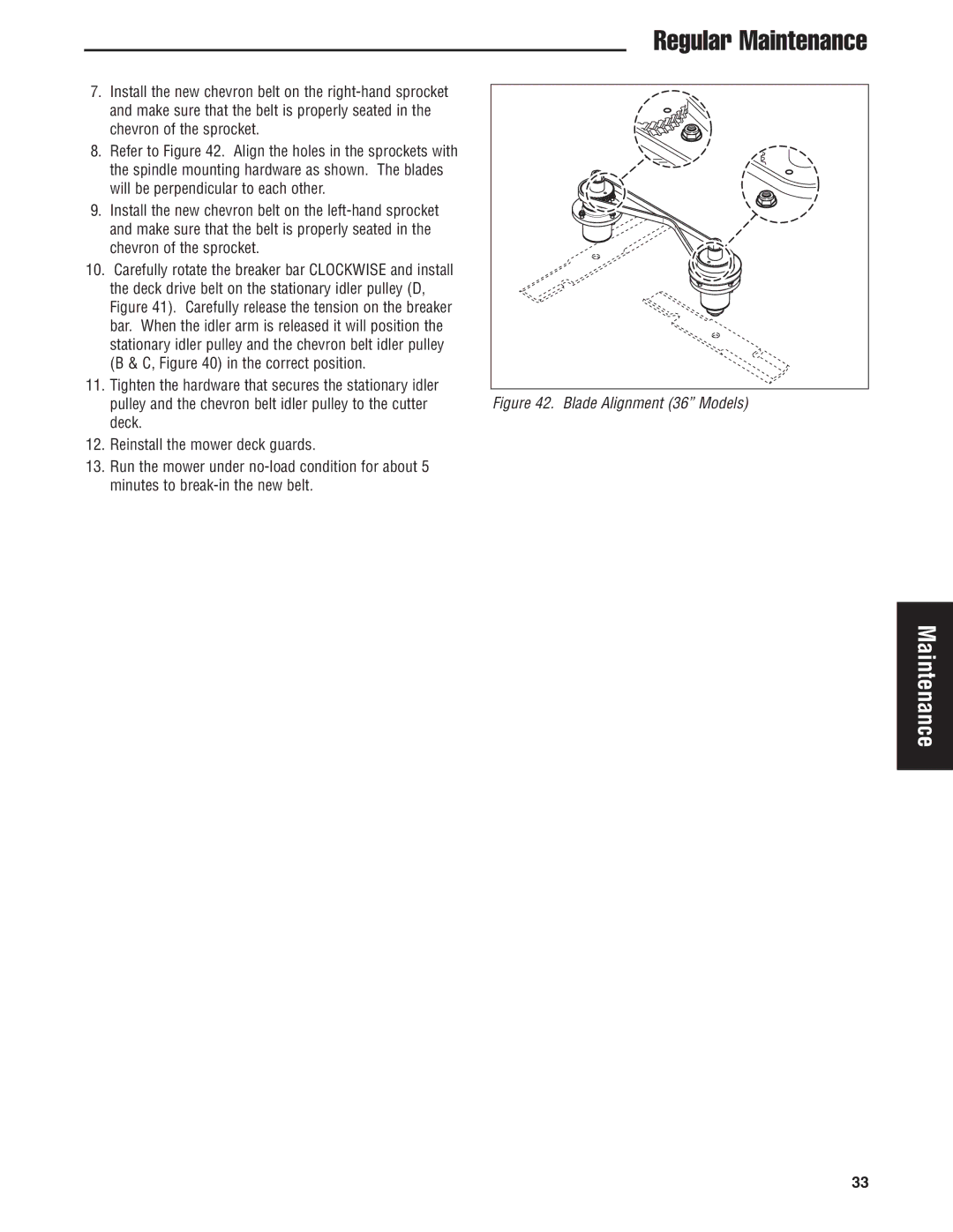 Snapper 5900683, 5900709, 5900734 manual Blade Alignment 36 Models 