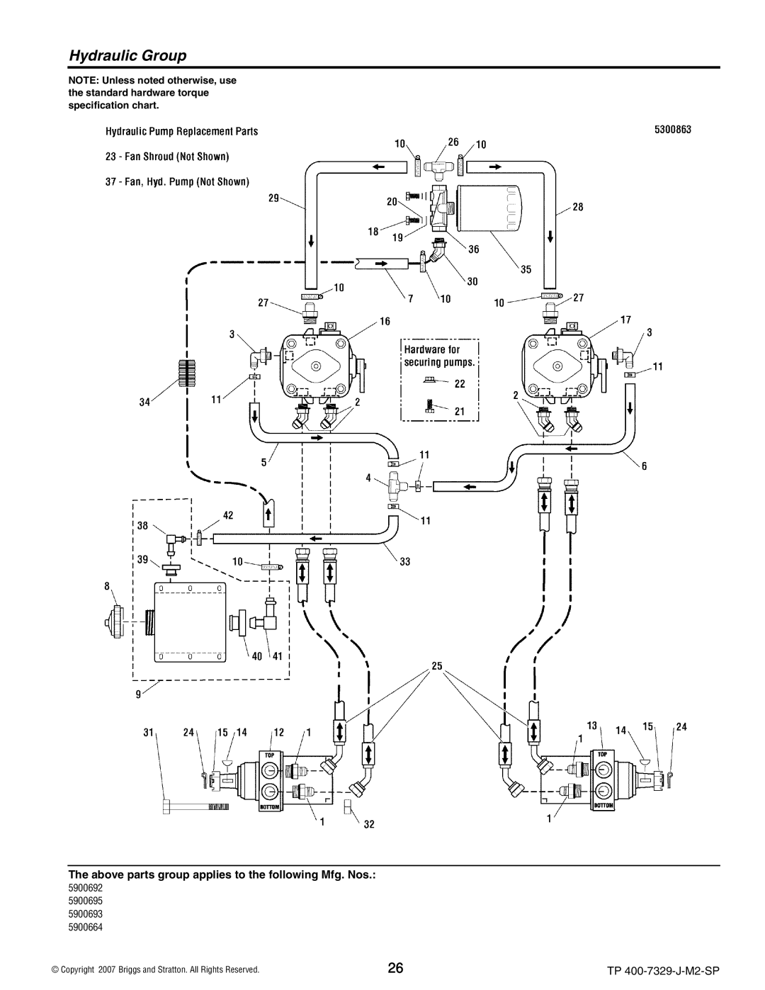 Snapper 5900692, 5900695), 5900664, S200X, 5900693 manual Hydraulic Group 