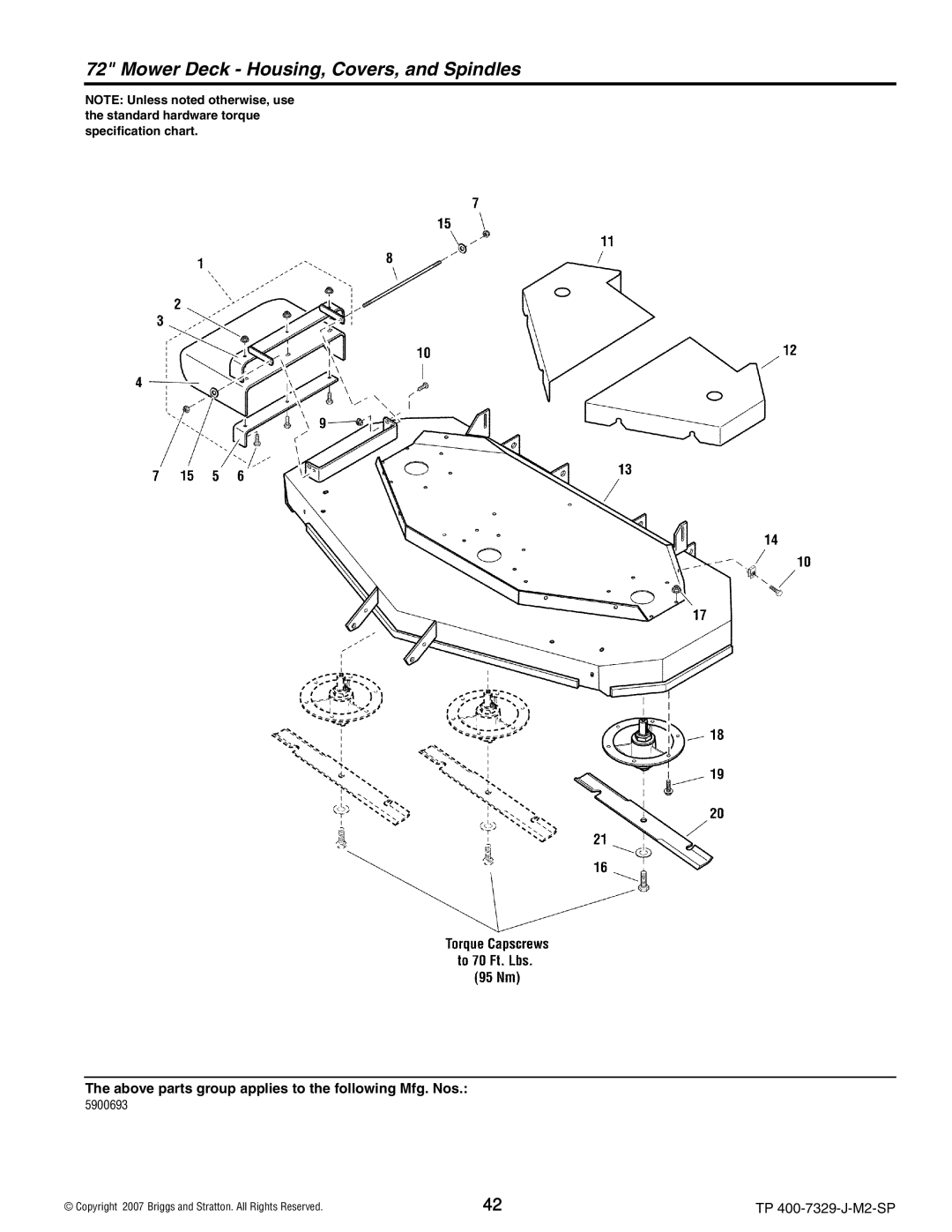 Snapper 5900692, 5900695), 5900664, S200X, 5900693 manual Mower Deck Housing, Covers, and Spindles 