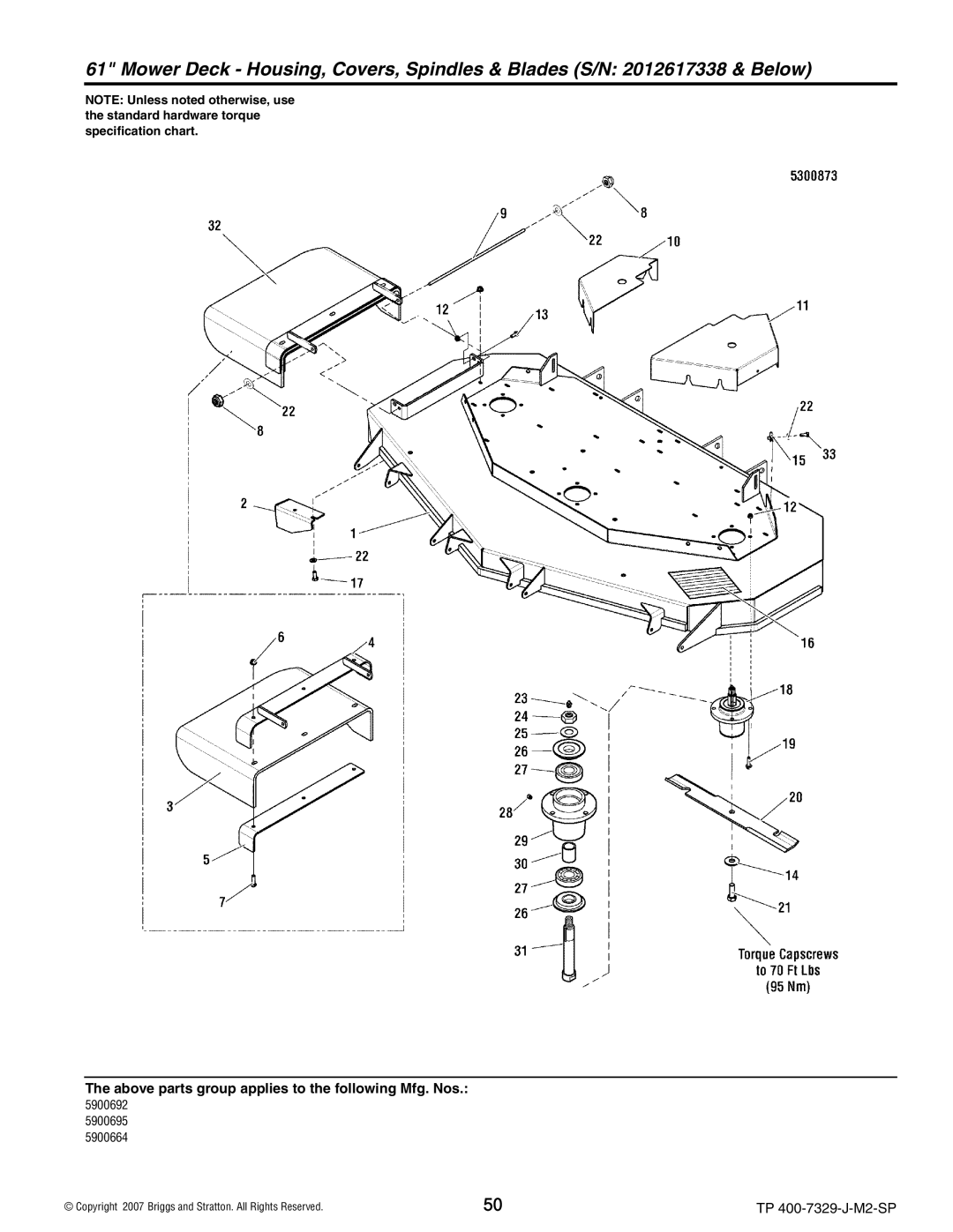 Snapper 5900692, 5900695), 5900664, S200X, 5900693 manual Above parts group applies to the following Mfg. Nos 