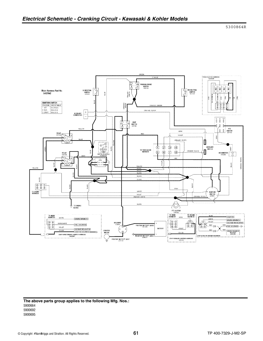 Snapper 5900664, 5900695), 5900692, S200X, 5900693 manual 5300864R 