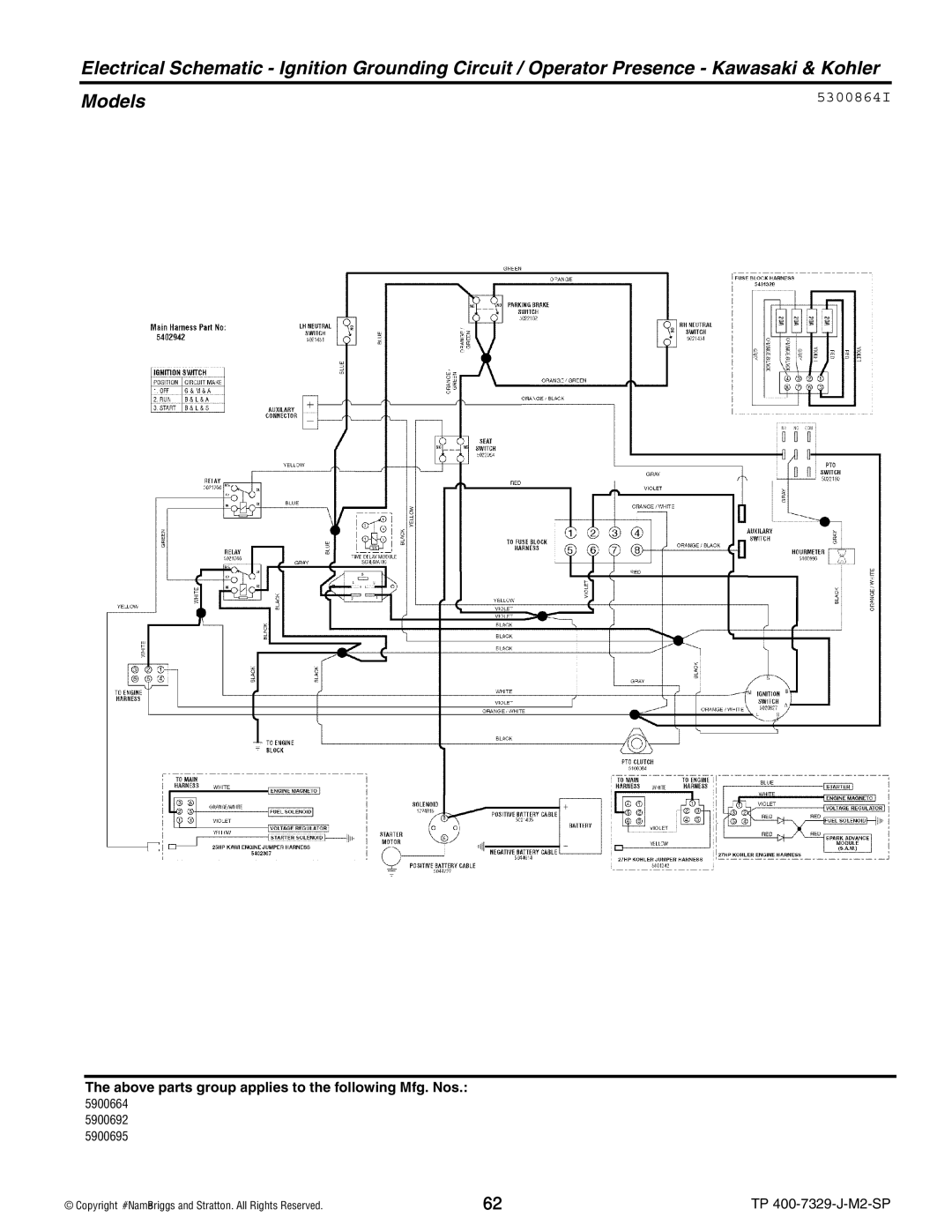 Snapper 5900692, 5900695), 5900664, S200X, 5900693 manual 5300864I 