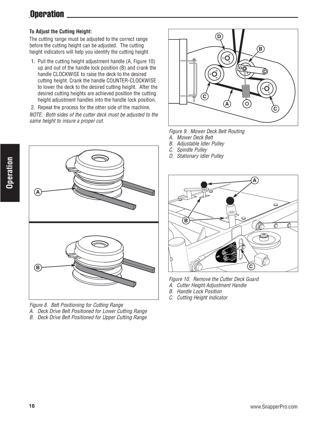 Snapper 5900700 manual To Adjust the Cutting Height 