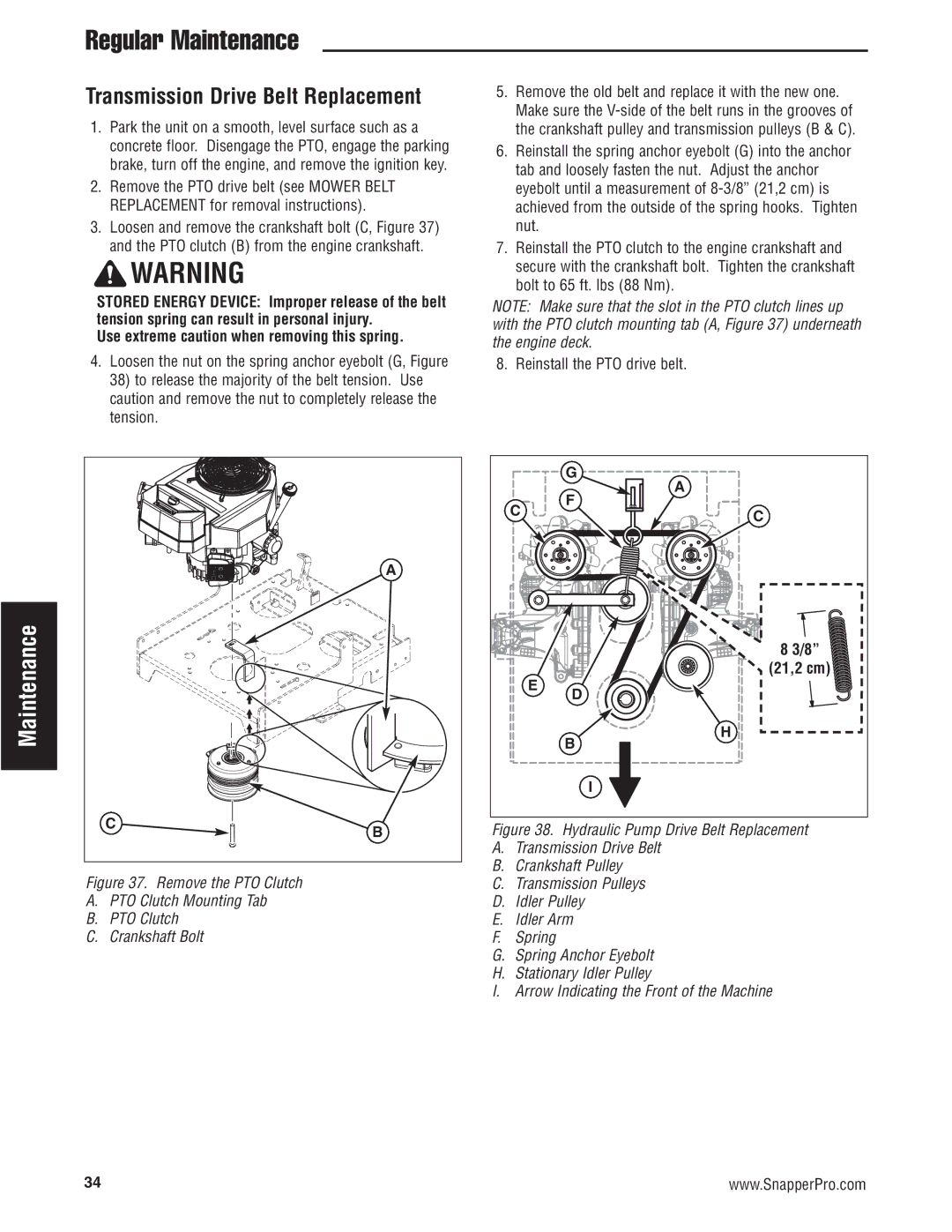 Snapper 5900700 manual Transmission Drive Belt Replacement, Use extreme caution when removing this spring 