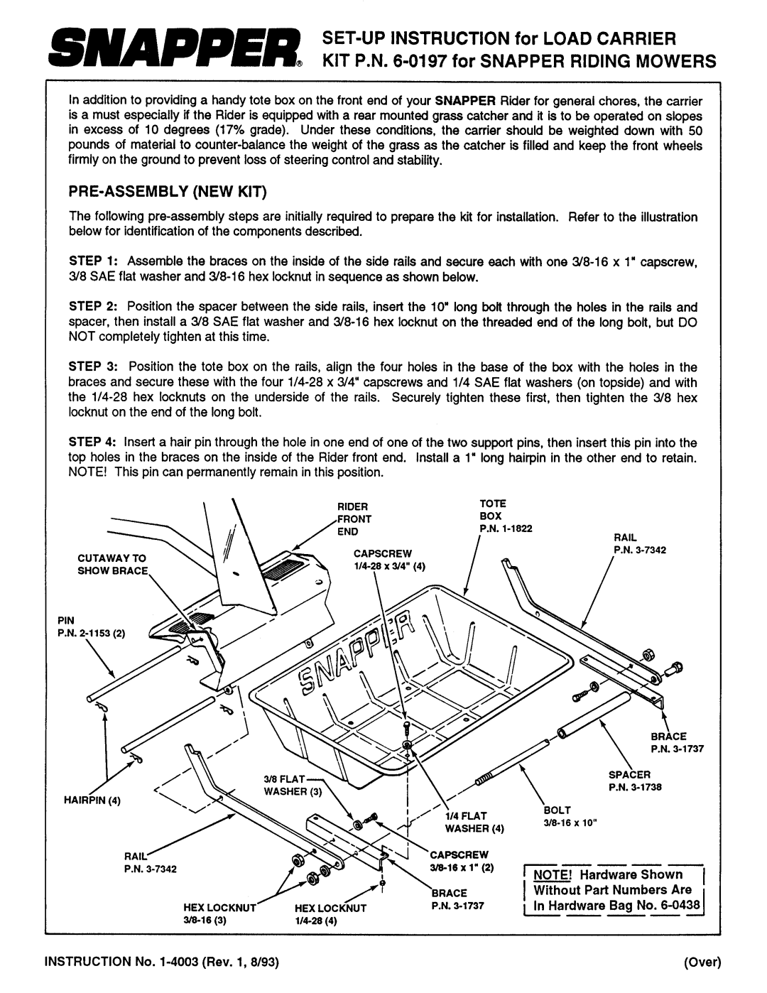 Snapper 6-0197 manual 