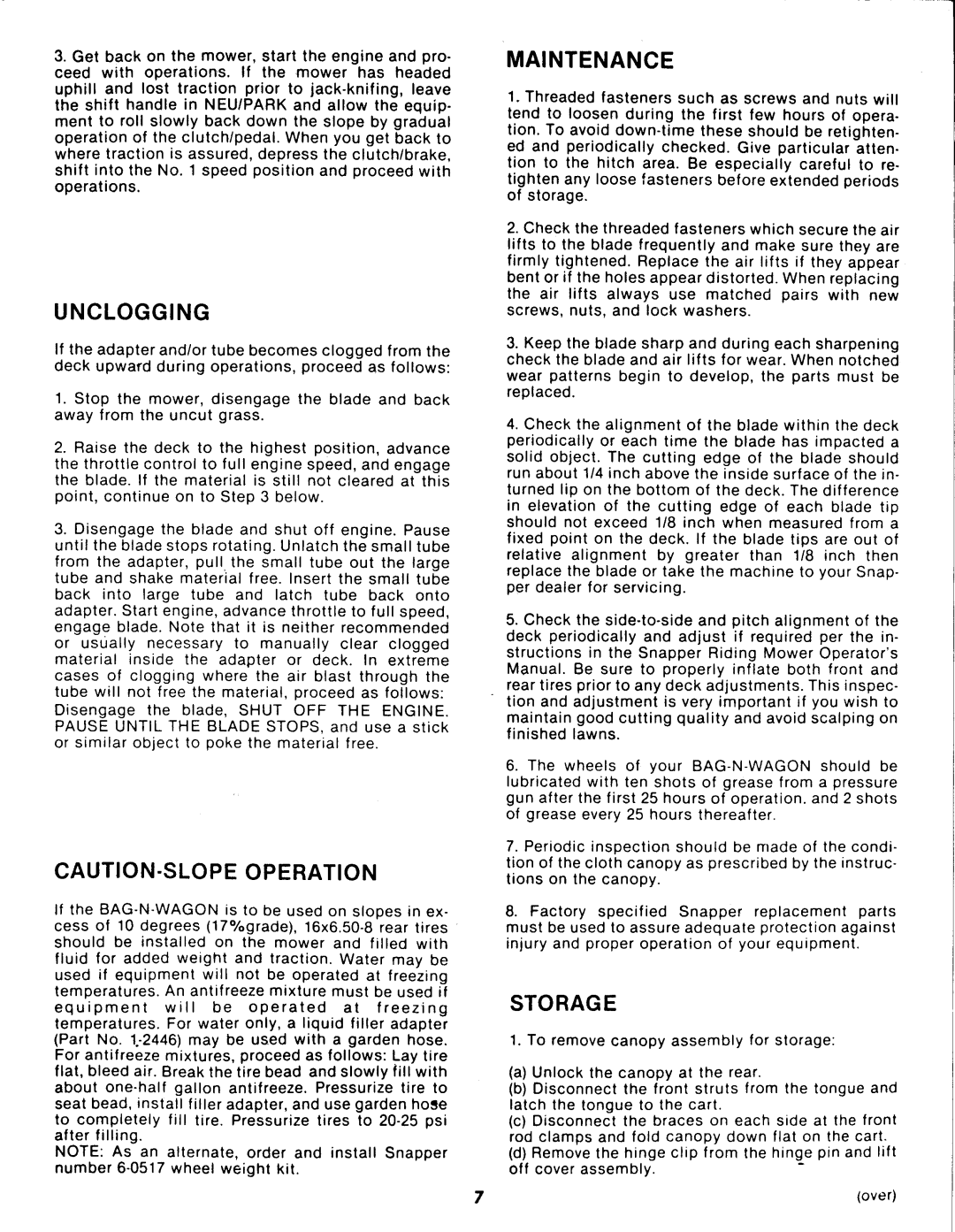 Snapper 6-0300 manual 