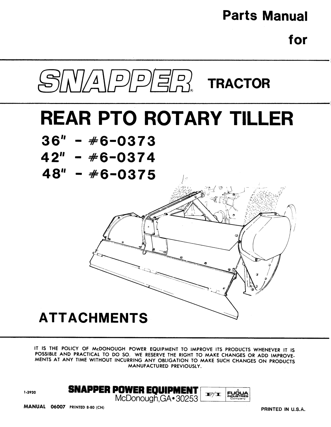 Snapper 6-0375, 6-0374, 6-0373 manual 