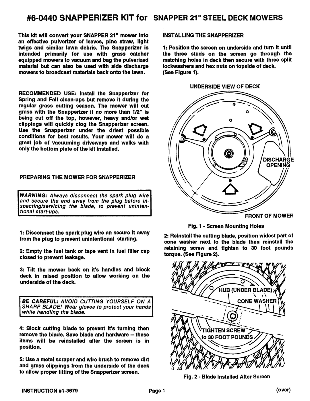 Snapper 6-0440 manual 