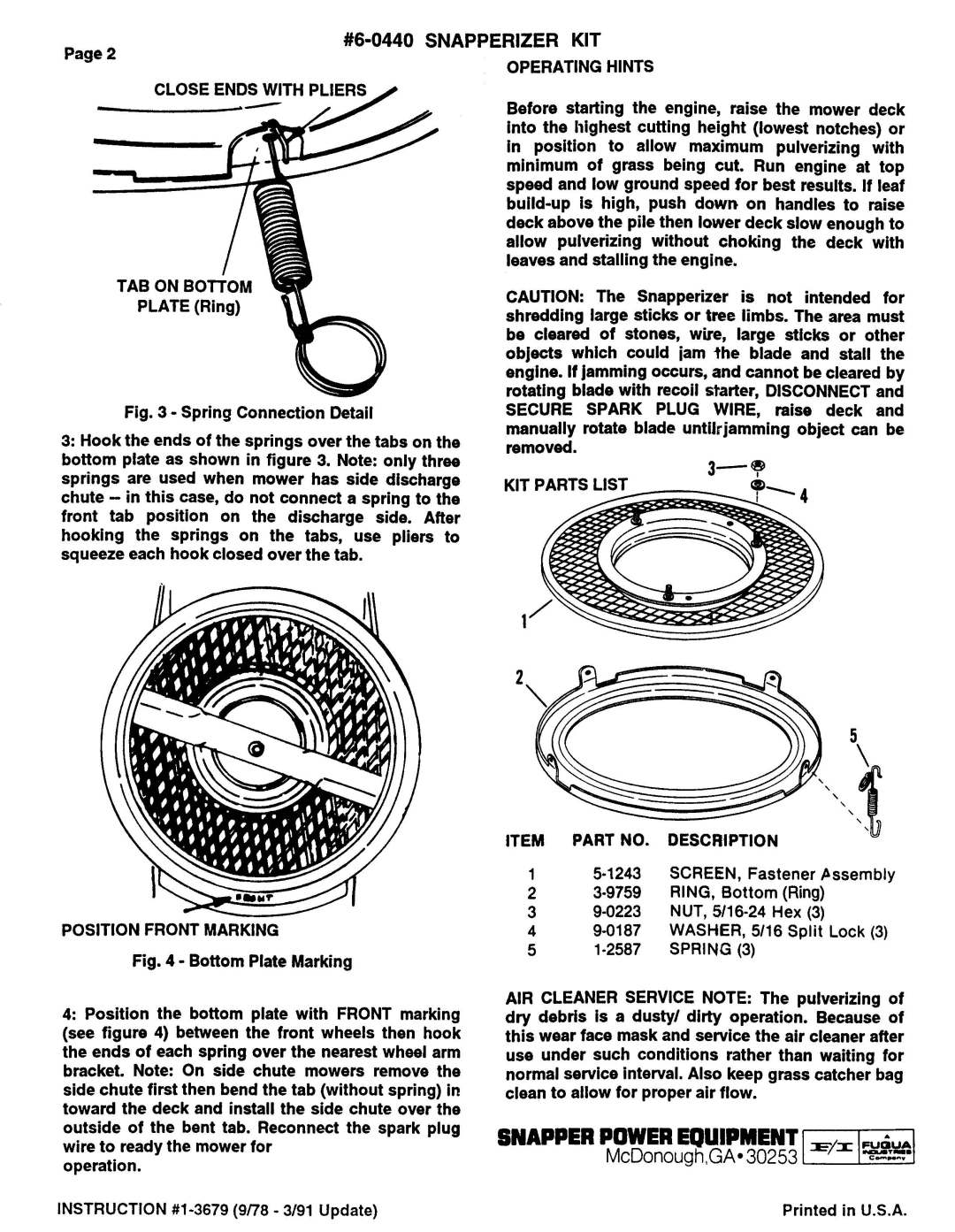 Snapper 6-0440 manual 