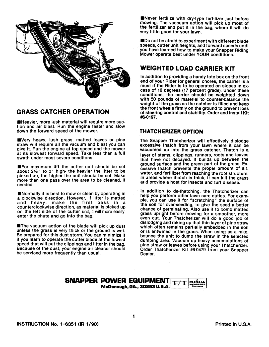 Snapper 6-0941 manual 