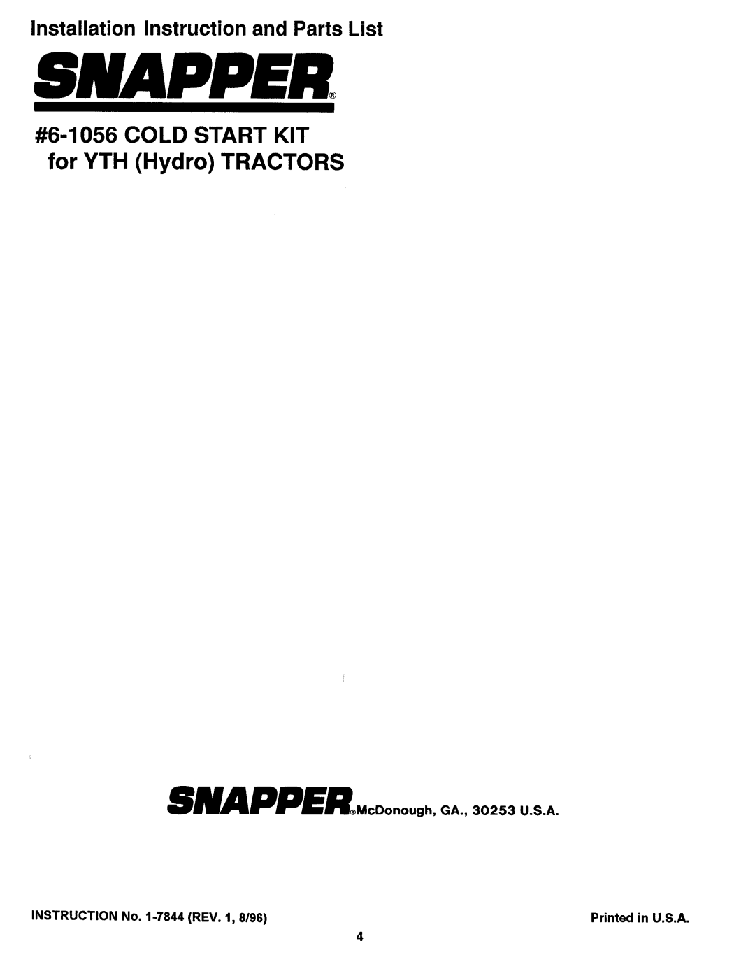 Snapper 6-1056 manual 