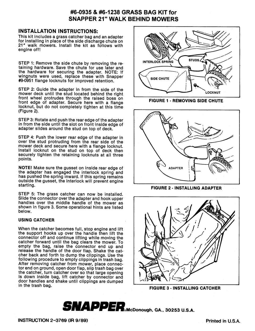 Snapper 6-1238 manual 