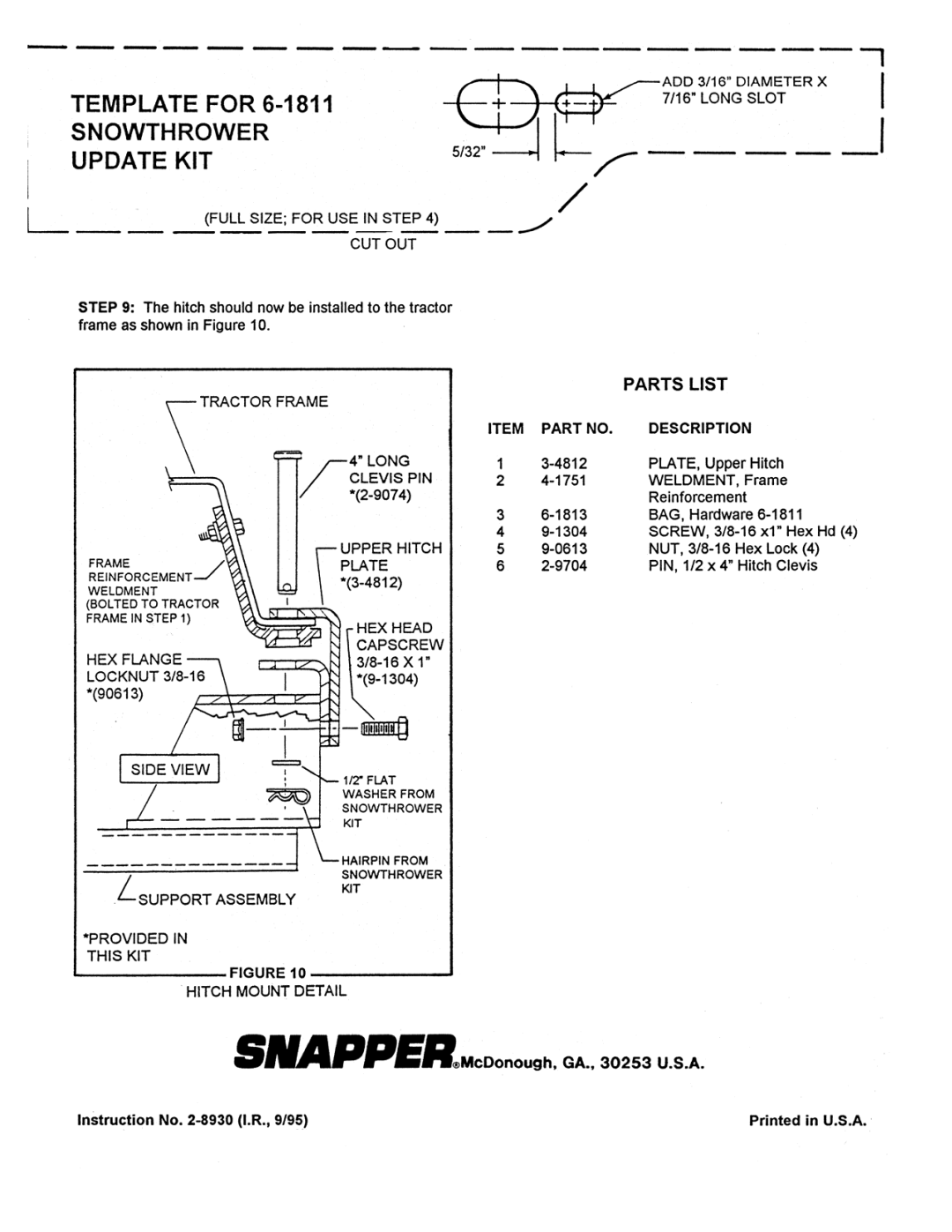 Snapper 6-1811 manual 