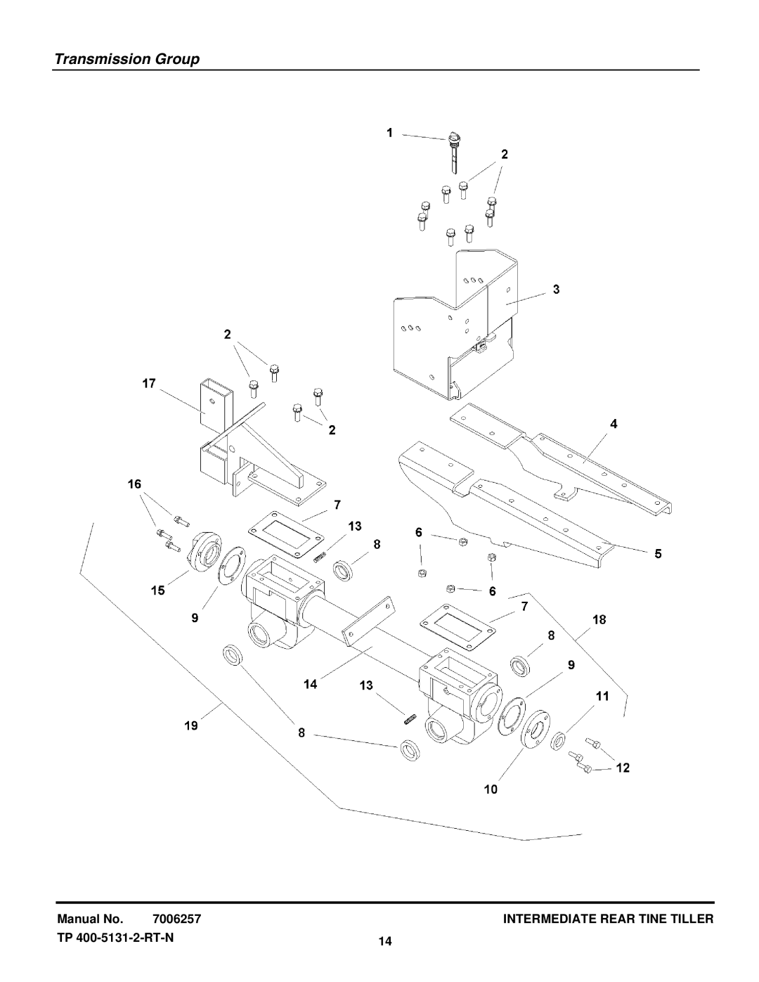 Snapper 6016RT, 7016RT manual Transmission Group 