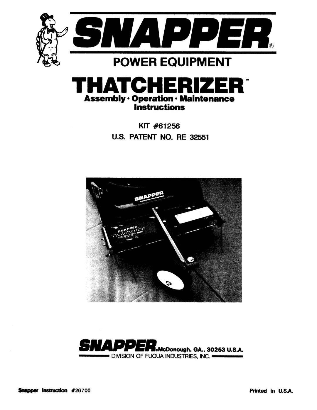 Snapper 61256 manual 