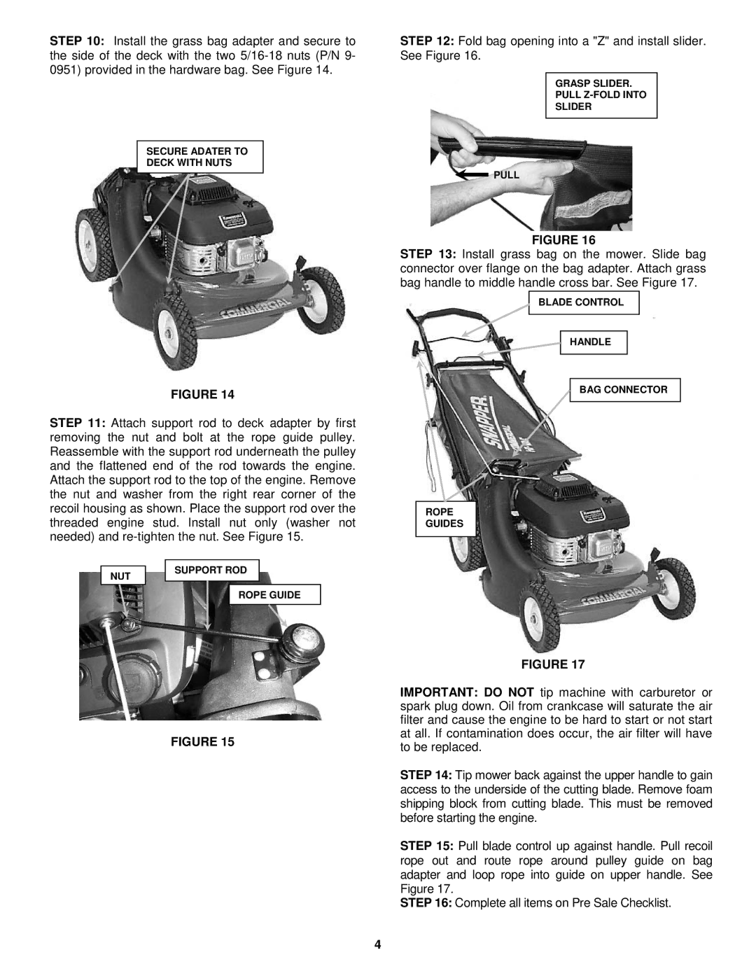 Snapper 7-4172 manual Secure Adater to Deck with Nuts 