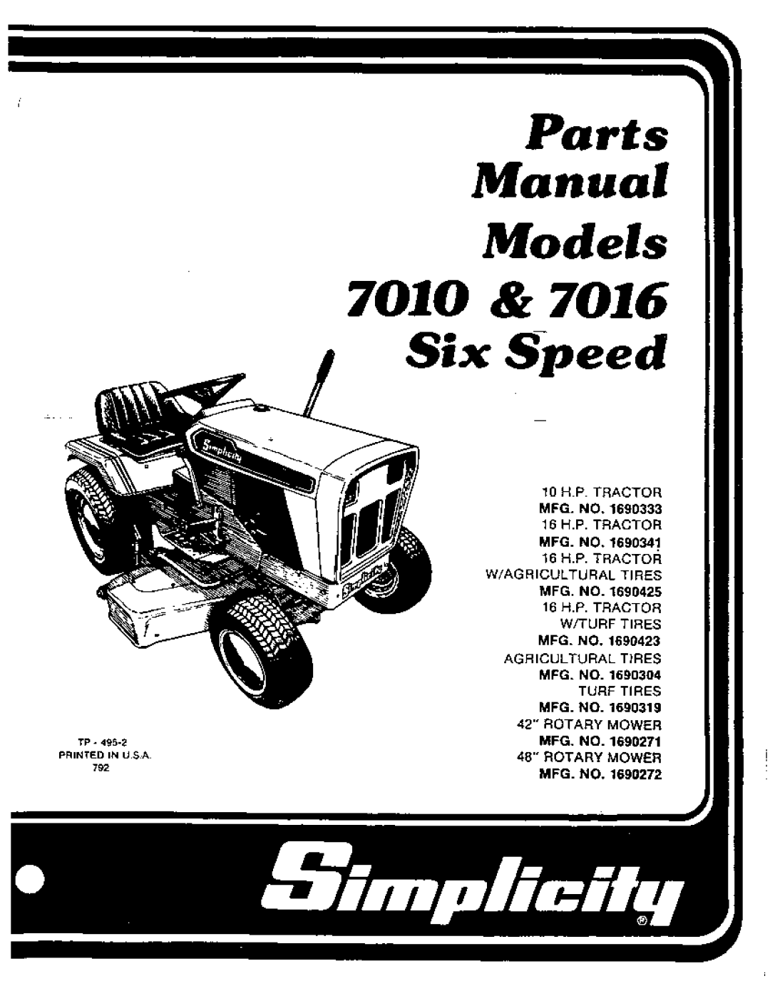 Snapper 7016, 7010 manual 