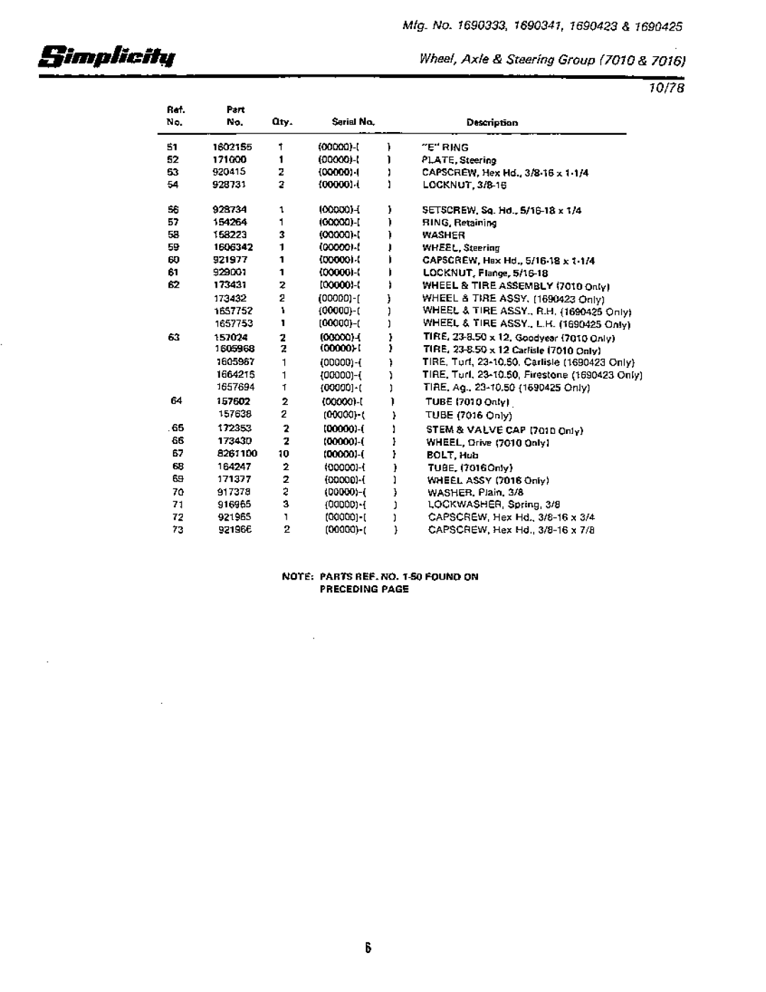 Snapper 7010, 7016 manual 