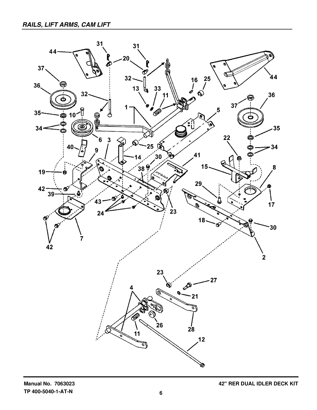 Snapper 7063023 manual RAILS, Lift ARMS, CAM Lift 