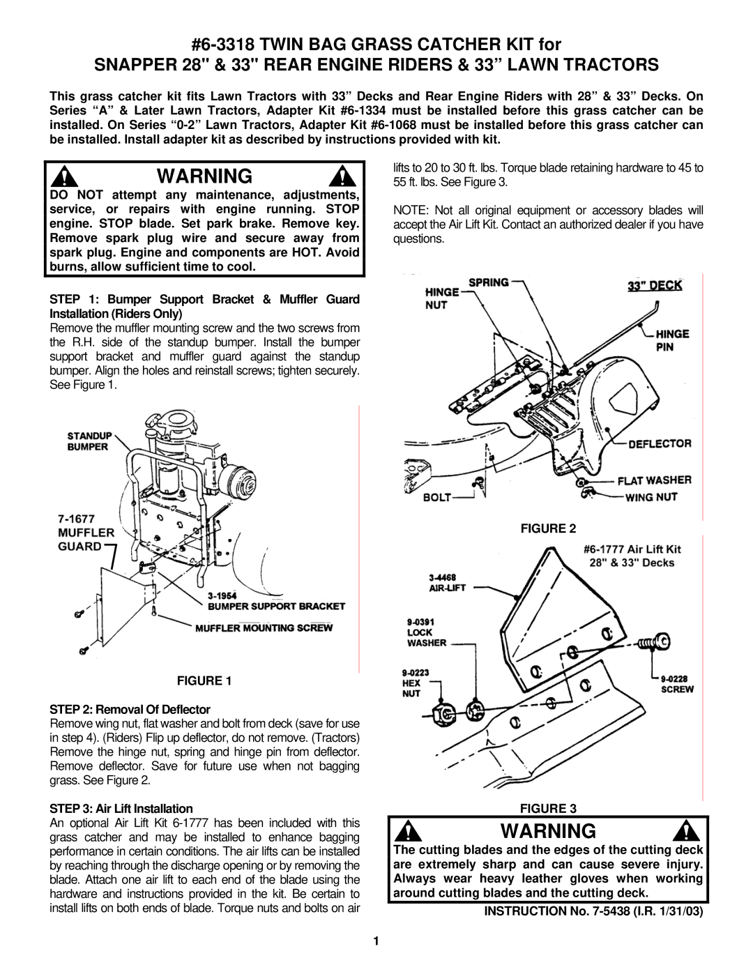 Snapper 75438 manual Snapper 28 & 33 Rear Engine Riders & 33 Lawn Tractors, Removal Of Deflector 