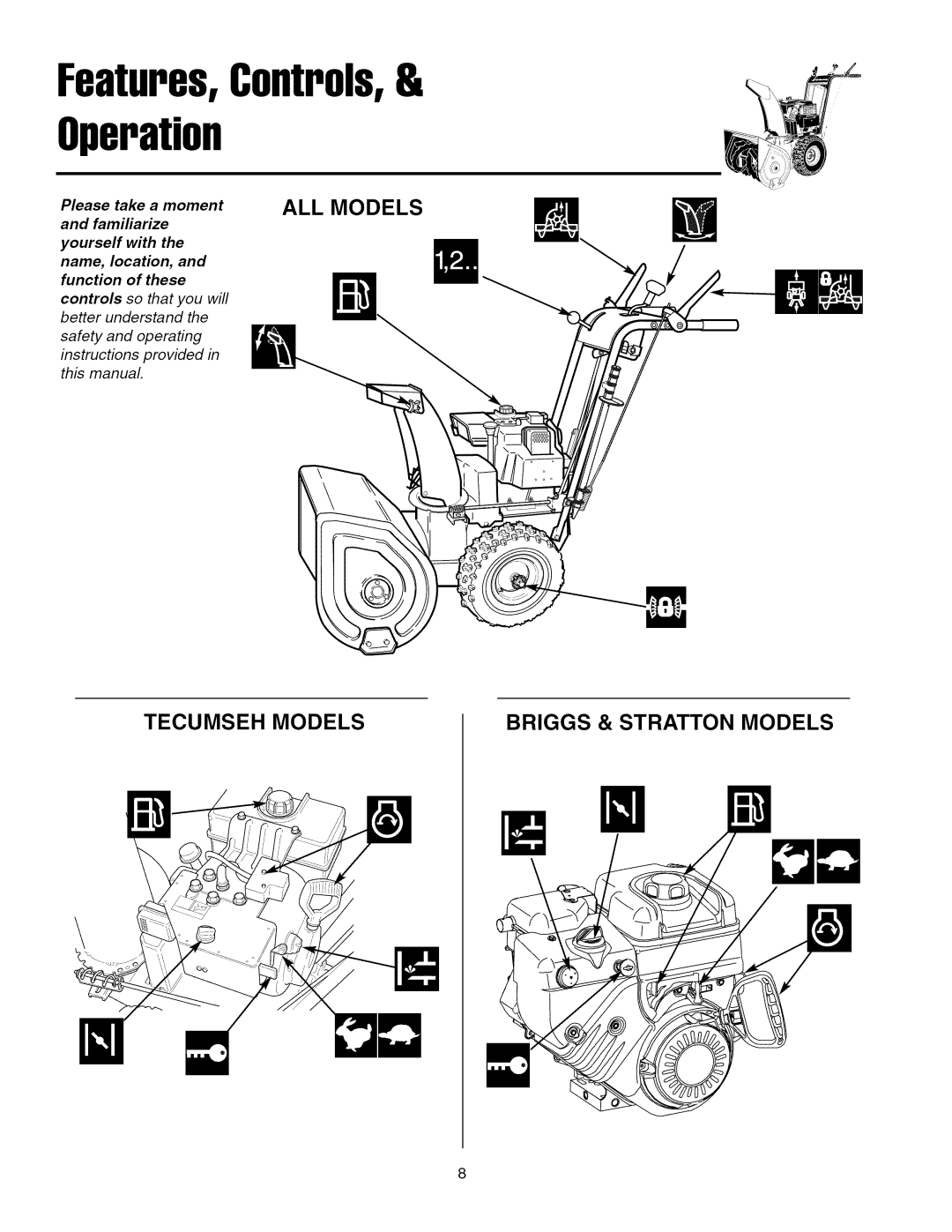 Snapper 8560, 7555 manual ALL Models, Tecumseh Models Briggs & Stratton Models 