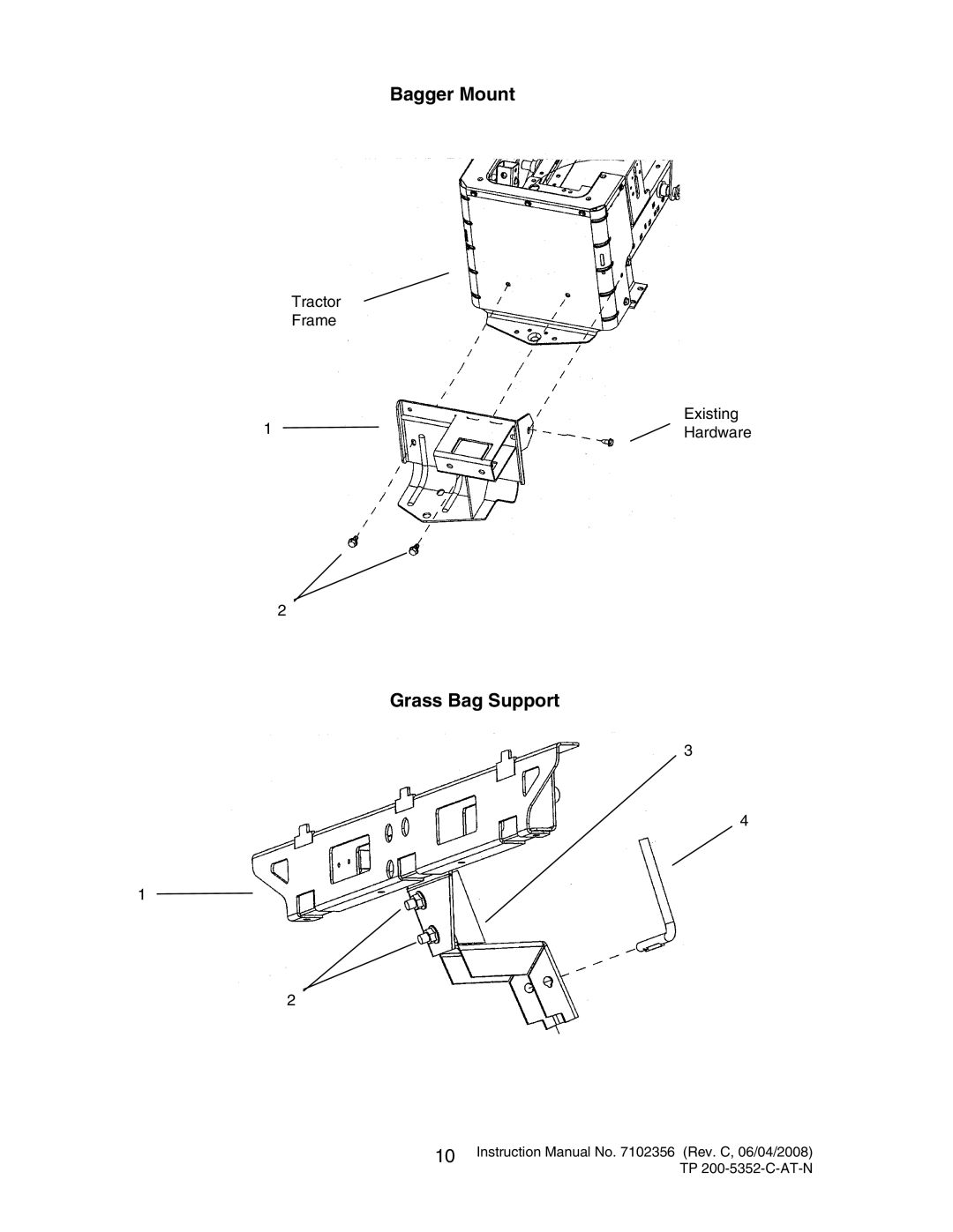 Snapper 7600069 - 7600070 instruction manual Bagger Mount 