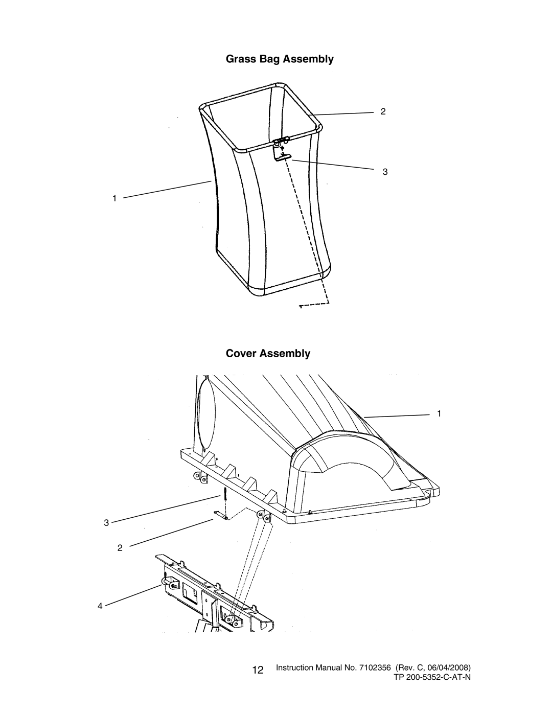 Snapper 7600069 - 7600070 instruction manual Grass Bag Assembly Cover Assembly 