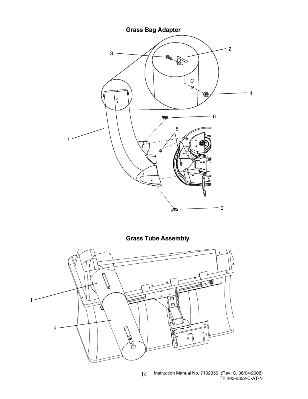 Snapper 7600069 - 7600070 instruction manual Grass Bag Adapter Grass Tube Assembly 