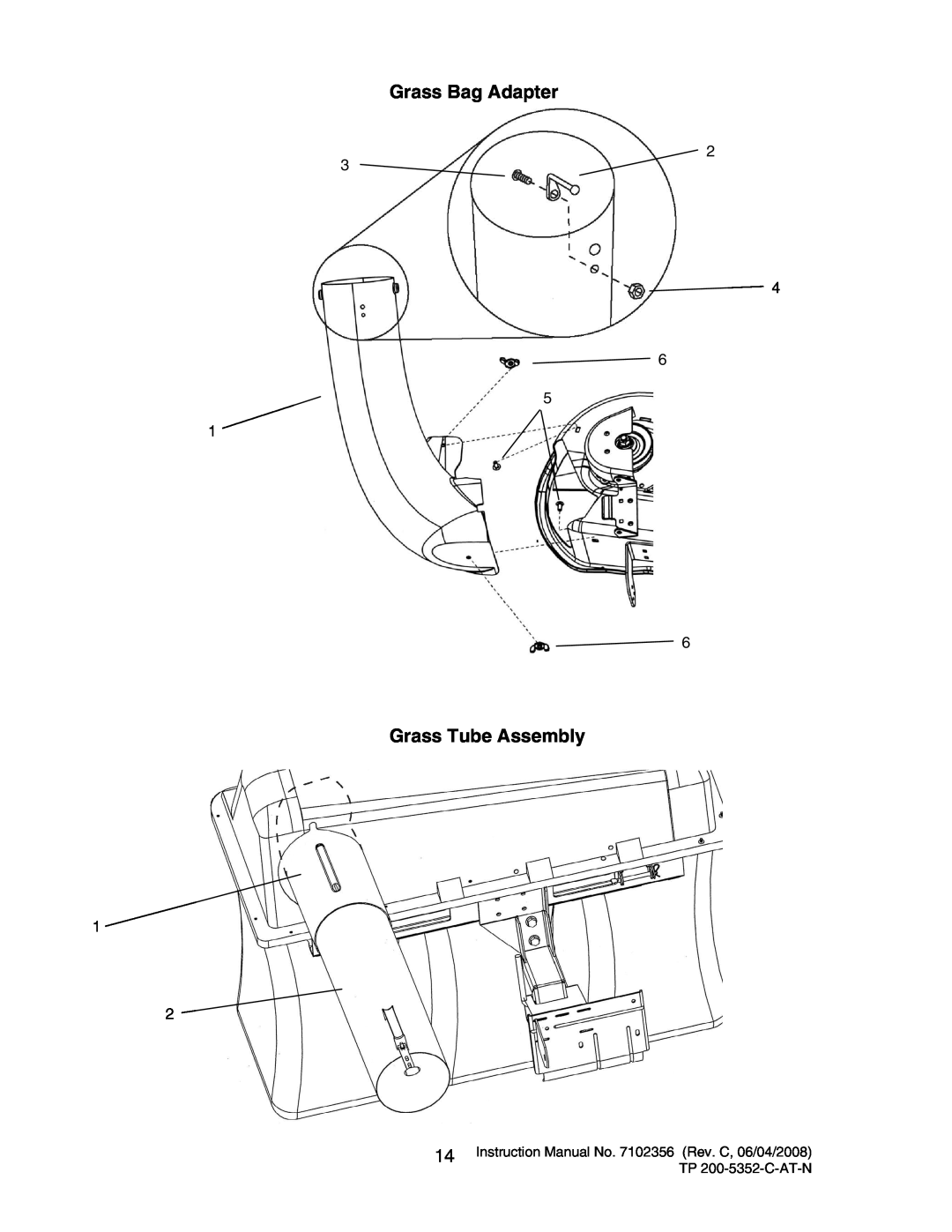 Snapper 7600069 - 7600070 instruction manual Grass Bag Adapter, Grass Tube Assembly 
