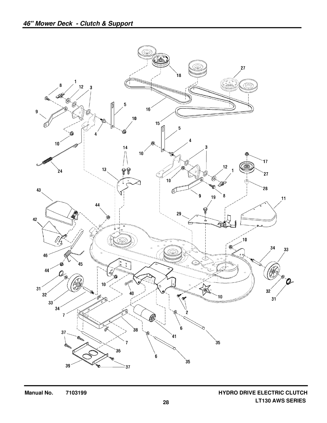 Snapper 7800546, 7800542, 7800545E, 7800478, 2690858 manual Mower Deck Clutch & Support 