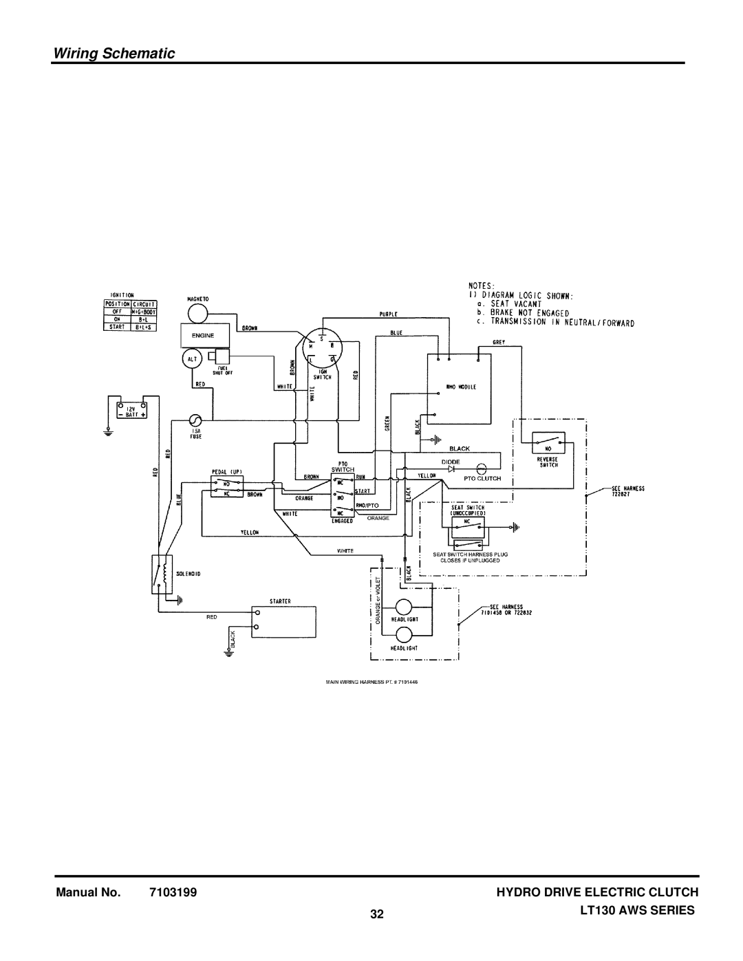 Snapper 7800542, 7800545E, 7800478, 7800546, 2690858 manual Wiring Schematic 