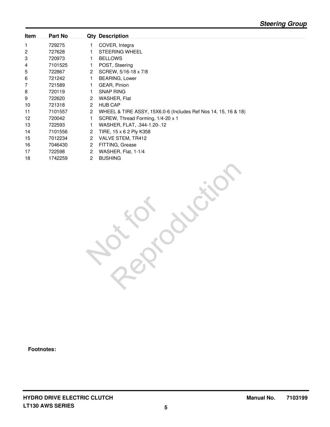 Snapper 2690858, 7800542, 7800545E, 7800478, 7800546 Steering Wheel, Bellows, Snap Ring, Hub Cap, Valve STEM, TR412, Bushing 