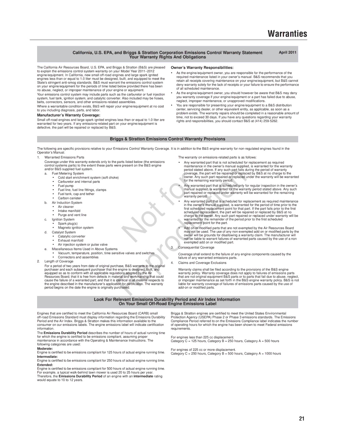 Snapper 7800580, 7800696, NXT22875EFCA manual Your Warranty Rights And Obligations 