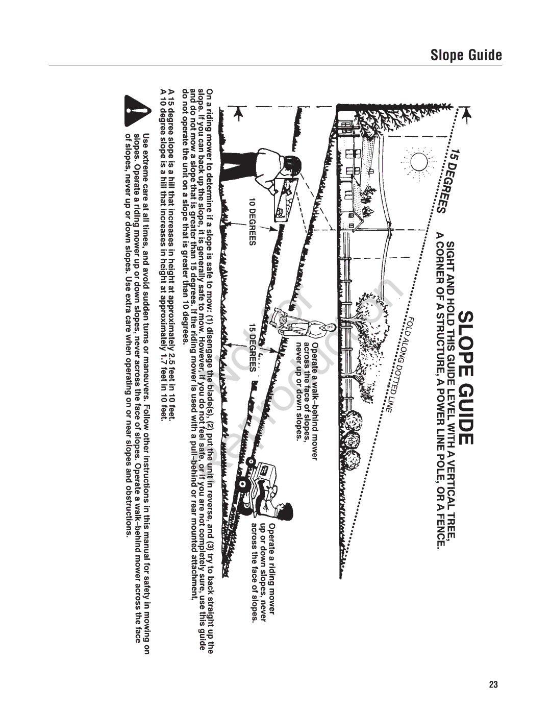 Snapper NXT22875EFCA, 7800696, 7800580 manual Slope Guide 