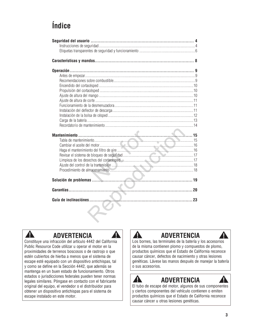 Snapper NXT22875EFCA, 7800696, 7800580 manual Seguridad del usuario, Características y mandos Operación, Mantenimiento 