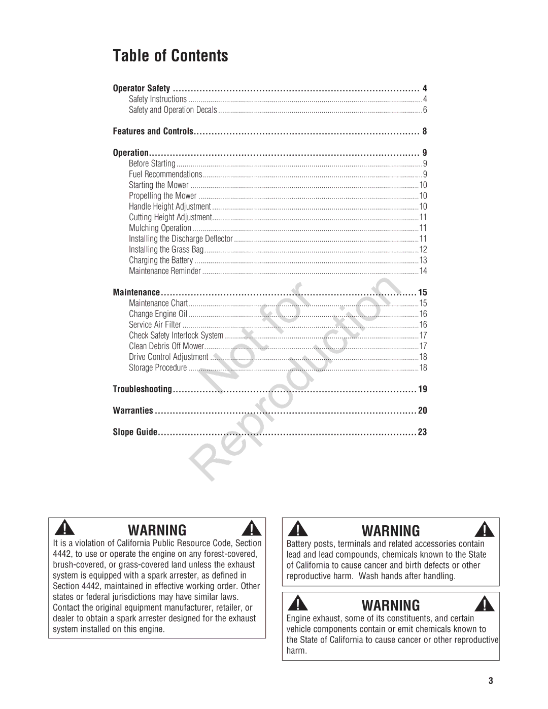 Snapper NXT22875EFCA, 7800696, 7800580 manual Reproduction For 