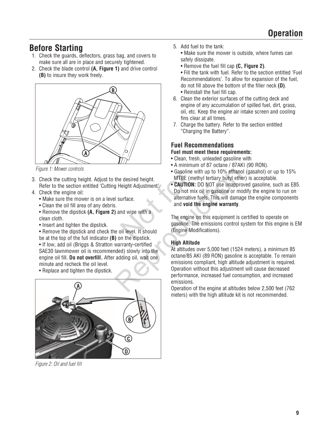 Snapper 7800580, 7800696 Before Starting, Fuel Recommendations, Fuel must meet these requirements, Void he engine warranty 