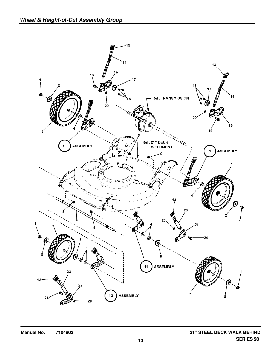 Snapper 7800764, 7800772 manual Wheel & Height-of-Cut Assembly Group 