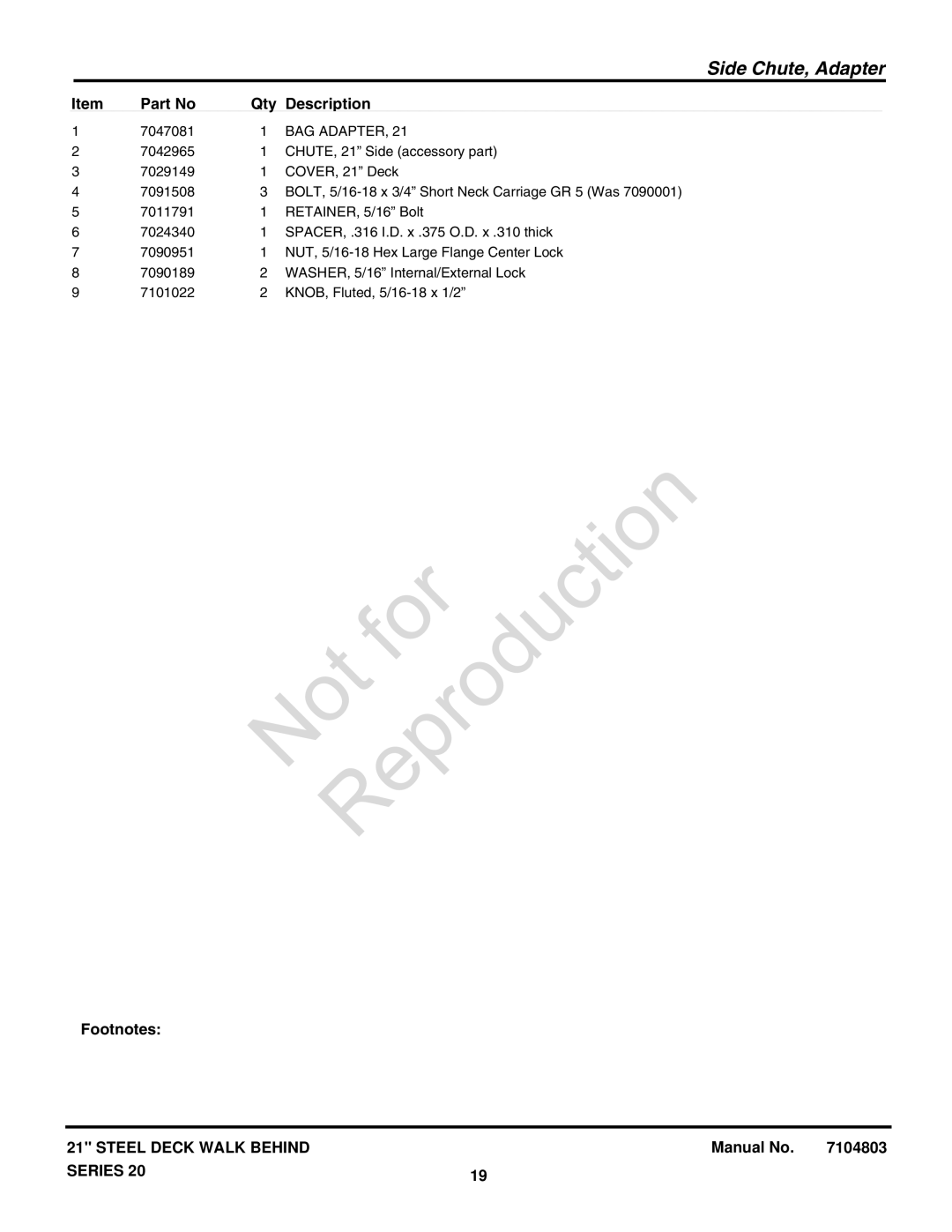 Snapper 7800772, 7800764 manual BAG Adapter 