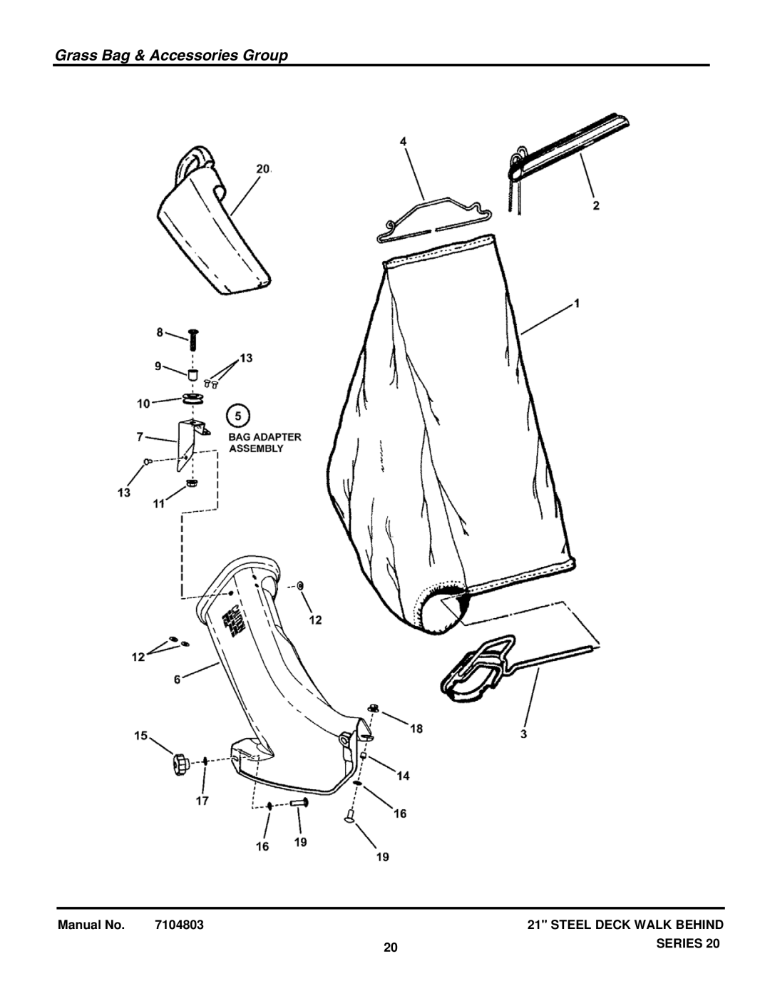 Snapper 7800764, 7800772 manual Grass Bag & Accessories Group 