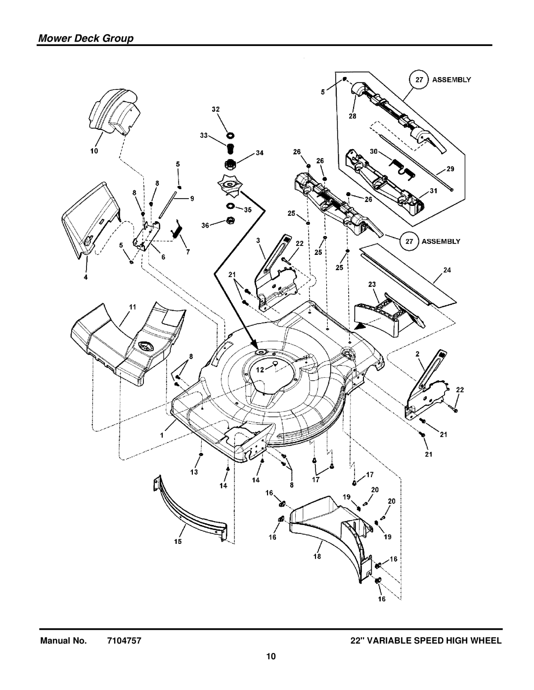 Snapper 7800776, 7800779 manual Mower Deck Group 