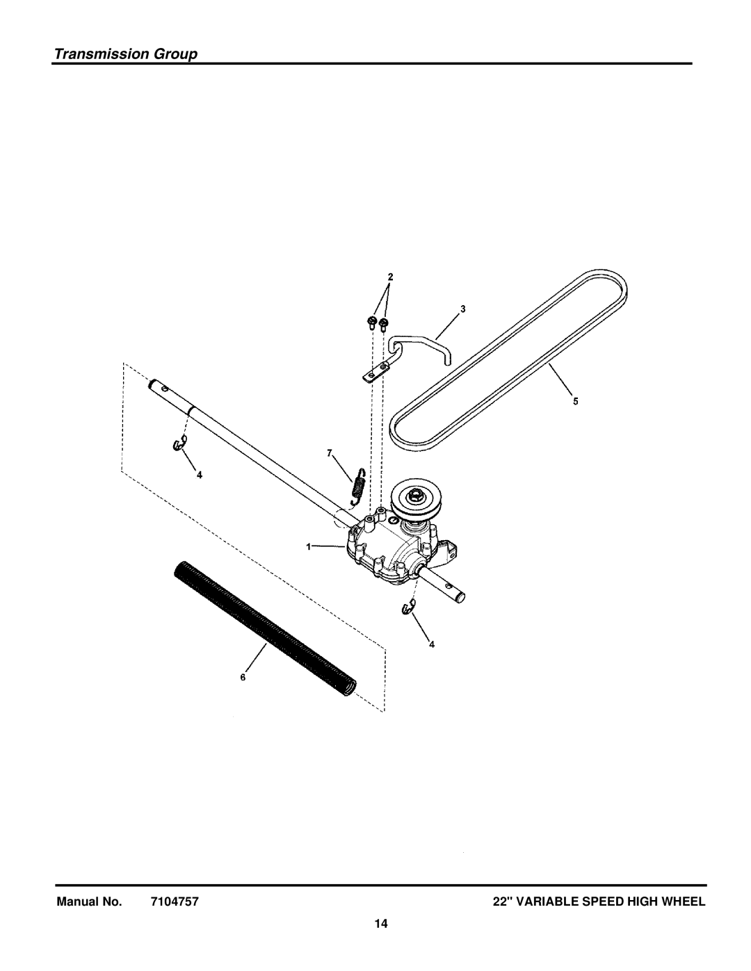 Snapper 7800776, 7800779 manual Transmission Group 