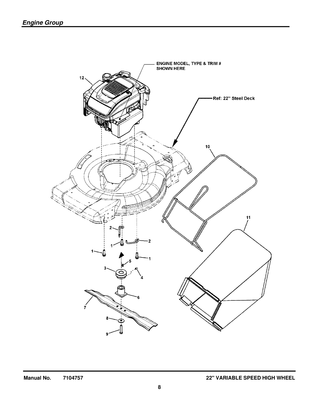 Snapper 7800776, 7800779 manual Engine Group 