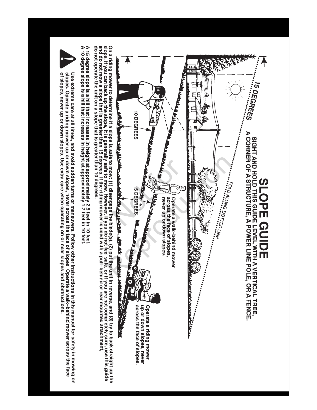 Snapper 7800787, 7800785, 7800784, 7800786 manual Slope Guide, Reproduction 