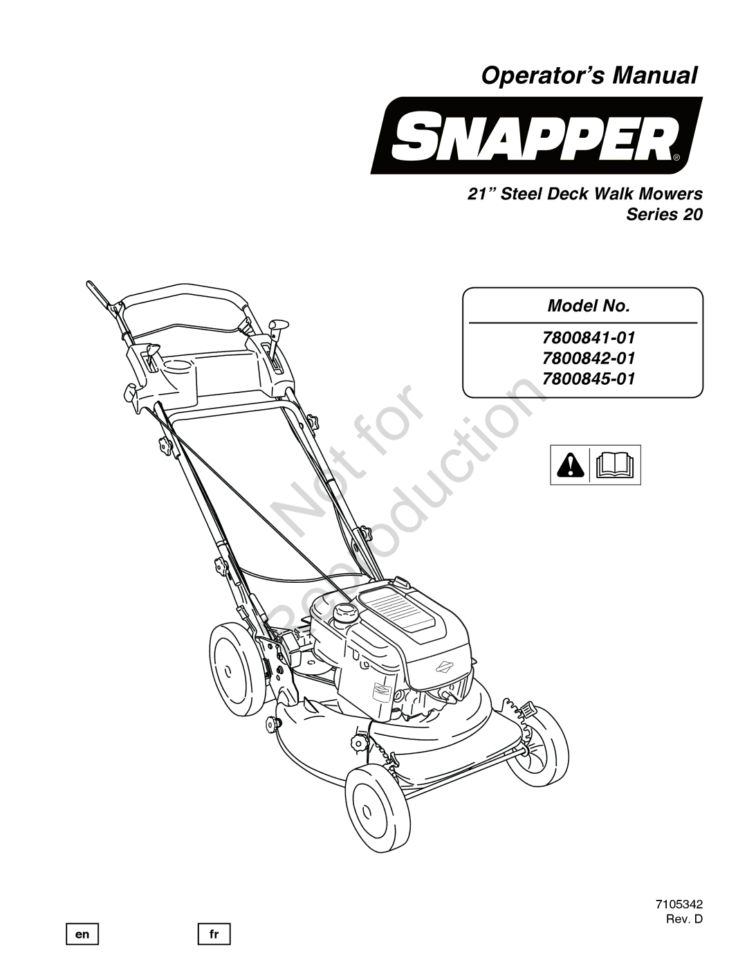 Snapper 780084-01, 7800841-01, 7800842-01 manual Reproduction 