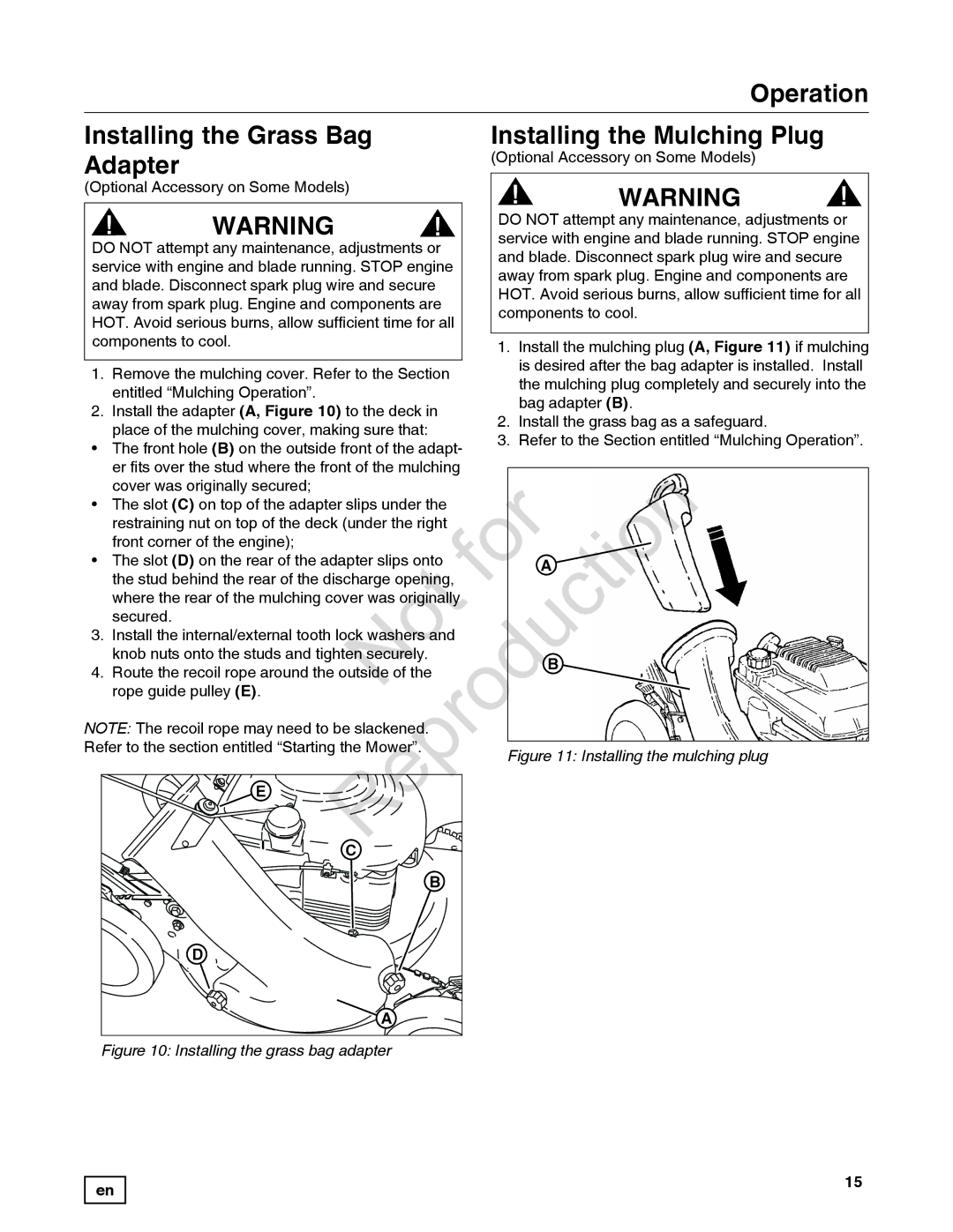 Snapper 7800841-01, 780084-01, 7800842-01 manual Installing the mulching plug 