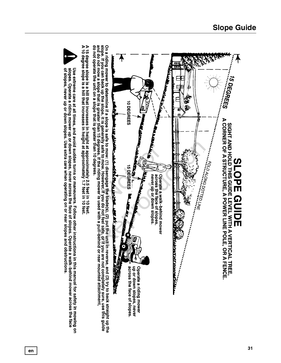 Snapper 780084-01, 7800841-01, 7800842-01 manual Slope Guide 